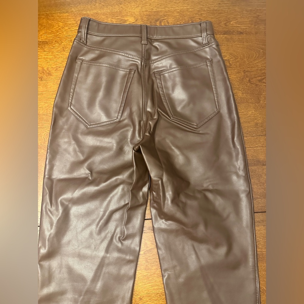 Abercrombie & Fitch Women's Brown Faux Leather Pants - Picture 6 of 7